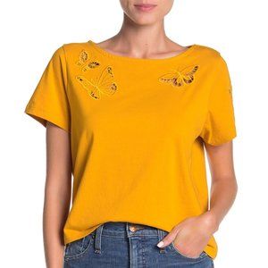 Madewell Butterfly Embroidered Eyelet Top NWT